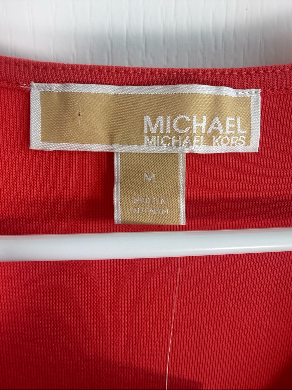NWT Michael Kors, orange V-Neck Short Sleeve Top with Shoulder Tabs, size M - Picture 12 of 12